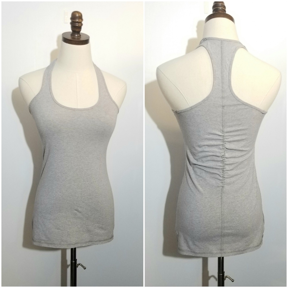Lululemon Gray Ruched Back Workout Active Yoga Tank Top, see measurements